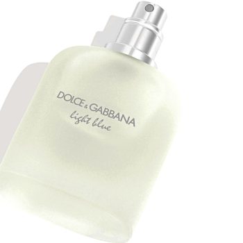 A 125ml bottle of Dolce & Gabbana Light Blue Pour Homme Eau de Toilette, showing its frosted glass design and silver cap against a clean white background.